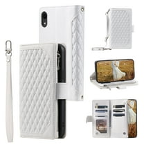 Feishell Crossbody Wallet Case for Apple iPhone XR,Luxury PU Leather Magnetic Buckle Zipper Pocket Card Slots Shockproof Flip Stand Phone Cover with Hand Strap & Shoulder Strap,White