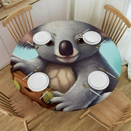 

Autua Koala Tree Branch Leaves Round Tablecloth Stain-Resistant Washable 100% Polyester Fiber for Indoor Outdoor Dining Wedding Party Decor 42 -46