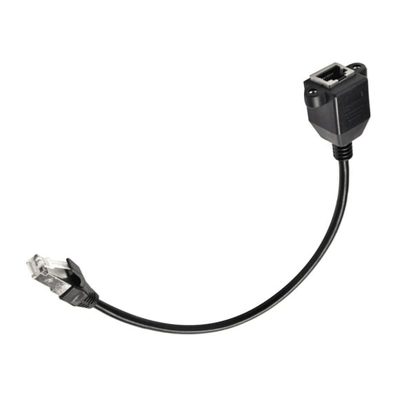 Black RJ45 Male to RJ45 Female Panel Mount Cable Network Expansion Cable