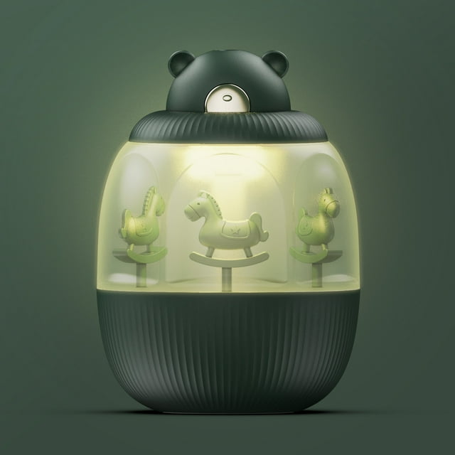Boovnll Humidifiers for Bedroom, 320Ml Humidifier Colorful Carousel with Music Box Small Home Bedroom, Humidifier, Humidifier Large Room, Cool Mist Humidifiers for Bedroom