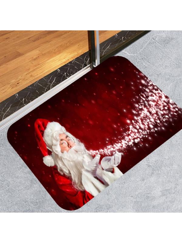 1Pc Santa Claus Outdoor Carpet Cartoon Non-slip Floor Mats Christmas Decorations 