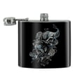 thumbnail image 2 of Skulls and Roses Floral Flowers Biker Motorcycle Stainless Steel 5oz Hip Drink Kidney Flask, 2 of 4
