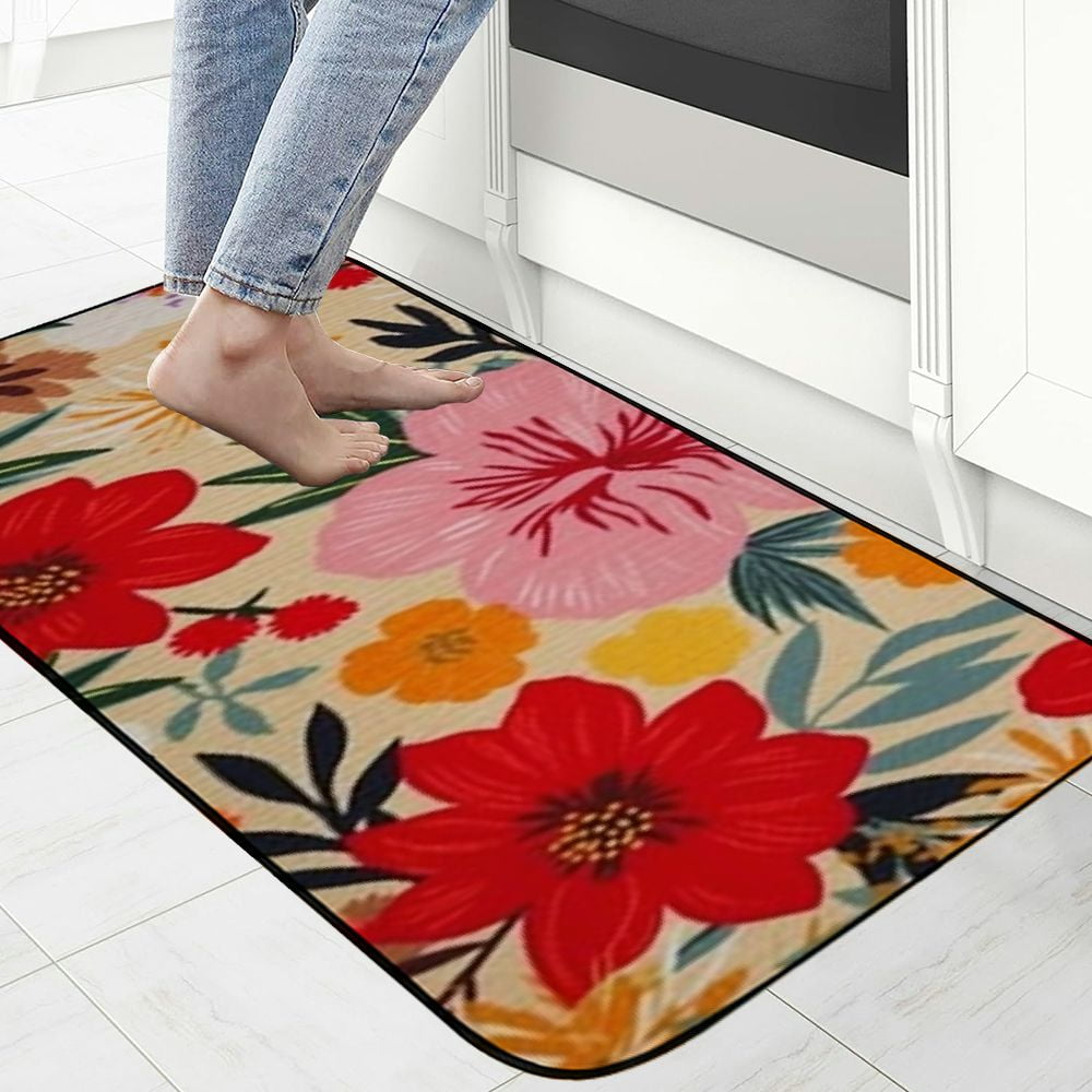PHYHOO Spring Floral Door mats, Flowers Rug Washable Indoor Outdoor, Non Slip Doormat with Rubber Backing, Summer Absorbent Carpet Rugs Floor Mat for Outside Patio Home Decor 19.68*47.24 in