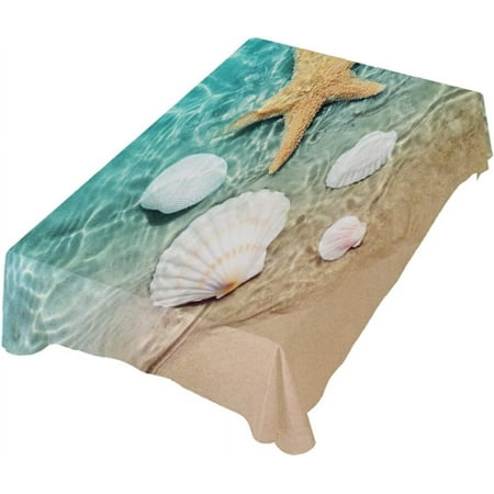 

SKYSONIC Rectangle Table Cloth Beautiful Beach Shells and Starfish Tablecloth Waterproof Anti-Shrink Soft and Wrinkle Resistant Decorative Fabric Table Cover for Outdoor Picnic/Kitchen Dining 60x90In