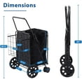 thumbnail image 3 of Folding Grocery Basket Cart Shopping Wheels Large Metal Utility Laundry, 3 of 6