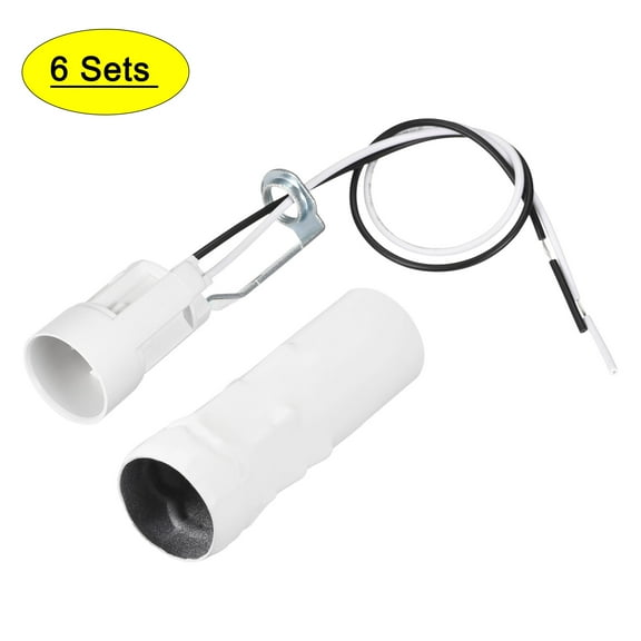 Uxcell E14 Bulb Socket with Wire 3 Inch Tall White Candle Covers Kit, 6 Sets