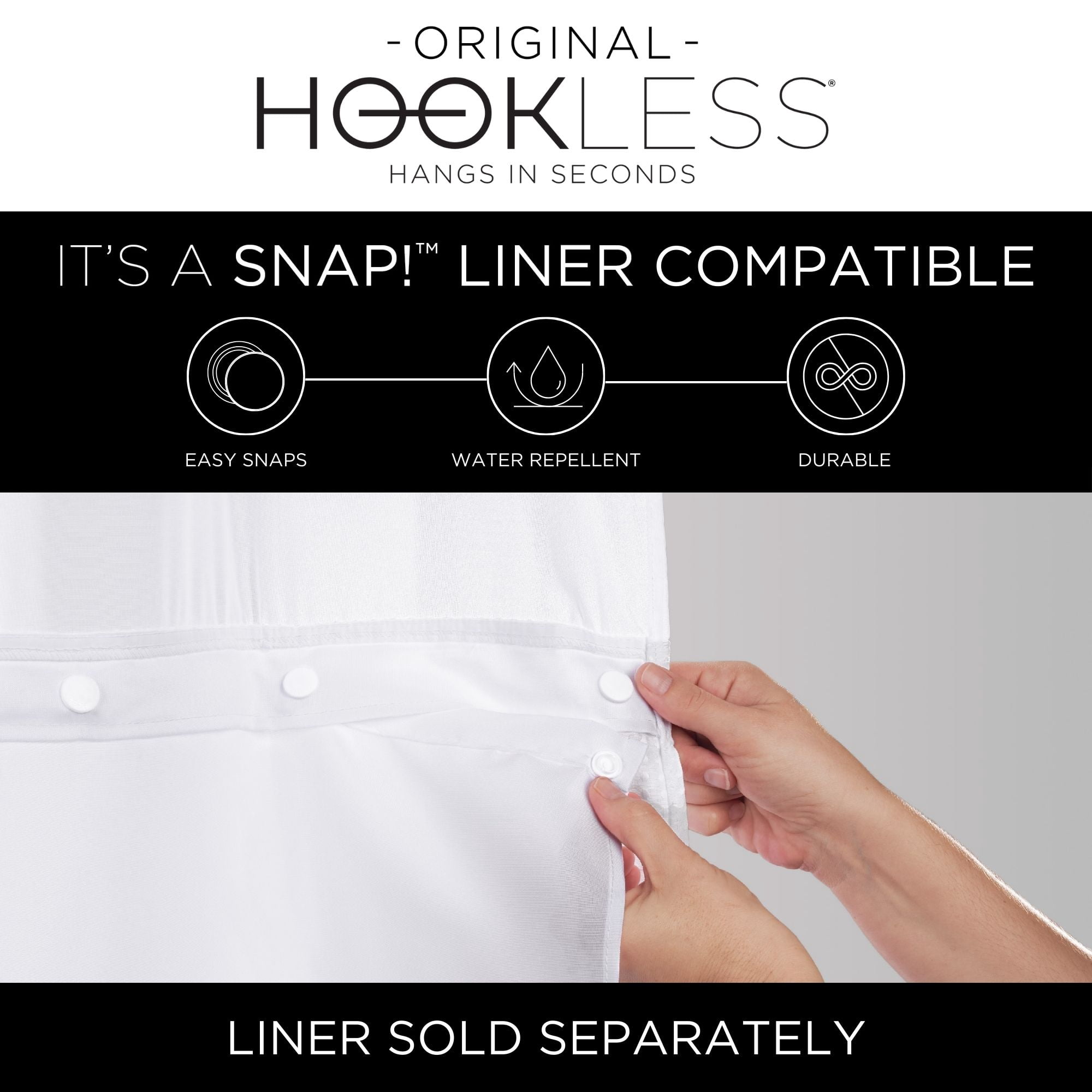 Hookless Waffle Stripe Shower Curtain with Sheer Window, 71 x 74 in, Bright White