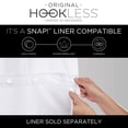 thumbnail image 4 of Hookless Waffle Stripe Shower Curtain, 2-in-1 Shower Curtain with Sheer Top Window and Flex-on Rings, It's a Snap! Liner Compatible , 71 In Wide x 74 In Long, Bright White, 4 of 7
