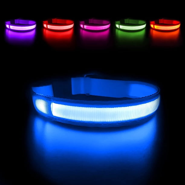 Collar para perros azul S recargable e impermeable con luz LED intermitente y cinturón ajustable para perros pequeños, medianos y grandes.
