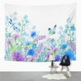 thumbnail image 2 of ZEALGNED Blue Pattern Flowers Watercolor Wildflowers and Butterflies Green Wall Art Hanging Tapestry Home Decor for Living Room Bedroom Dorm 51x60 inch, 2 of 2