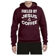 thumbnail image 2 of Fueled by Jesus and Coffee Funny Christian | Mens Inspirational/Christian Hooded Sweatshirt Graphic Hoodie, Maroon, X-Large, 2 of 3