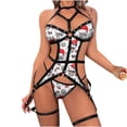 thumbnail image 1 of Gibobby Tangas de mujer sexy para sexo Día de San Valentín Conjunto de lencería de 2 piezas para mujer Ropa de dormir Pijama de anillo de Conjunto de lencería con liga(C, M), 1 of 4