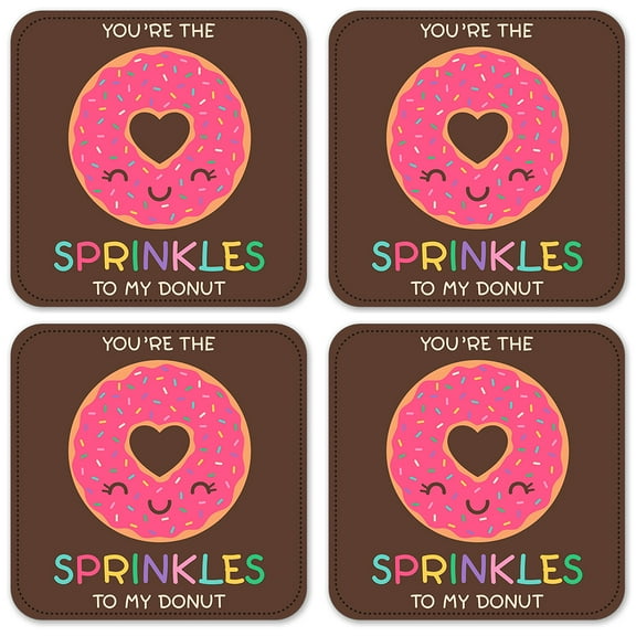 Vinyl Drink Coasters - Set of 4 - Sprinkles to my Donut