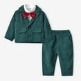 thumbnail image 2 of Zanarzt Toddler Boy Gentleman Suit Baby Boy Clothes Suits Toddler Dress Shirt with Bowtie Suspender Pants Outfit Sets Gentleman Wedding Green,12-24 Months, 2 of 3