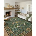 thumbnail image 2 of Hasoo 8' x 10' Area Rug for Living Room Washable Modern Floral Botanical Bird Non Shedding Neutral Indoor Decor Carpet, Green, 2 of 6