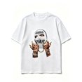 thumbnail image 2 of Men's Hip Hop Ski Mask Graphic T-Shirt Cotton White Short Sleeve Crewneck Oversized, 2 of 9
