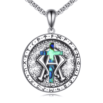 Alpha Omega Necklace 925 Sterling Silver Amulet Pendant Christian Symbols Jewelry Gifts for Women Men