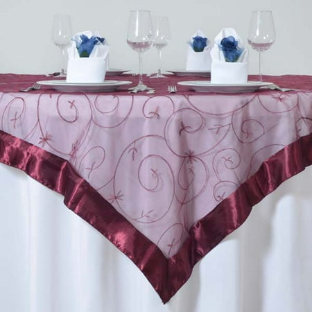 - Efavormart Organza Embroidered Table Overlay 72