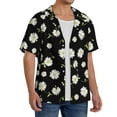 thumbnail image 4 of Vsdgher Daisies Flowers Print Men's Wrinkle Free Untucked Cuban Shirt Business Casual Button Down Shirts Short Sleeve Shirt, 4 of 7