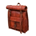 thumbnail image 5 of Jaald 23" Leather Backpack Vintage Rucksack Laptop Bag Mens Weekender Bag Women Roll Top Backpack Purse Travel Hiking College Bookbag, 5 of 9