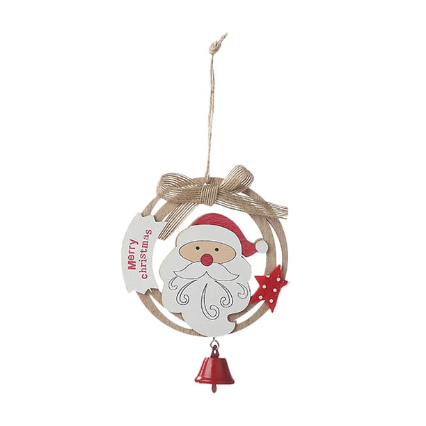 pstuiky Adornos navideños de madera para colgar en el árbol: Papá Noel, reno y muñeco de nieve, con lazo y decoración.