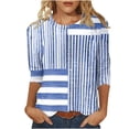 thumbnail image 2 of Njagoc3 Womens Fashion Printed T-shirt 3/4 Sleeves Blouse Round Neck Casual Blouse Tops, 2 of 6