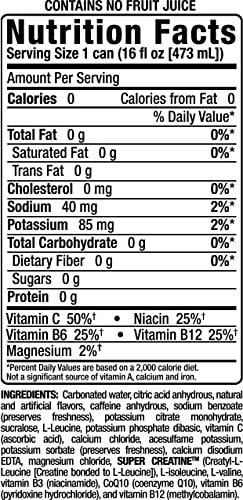 redline energy drink ingredients label