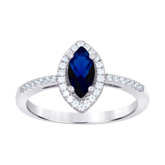 925 Sterling Silver Womens Royal Blue Marquise Cubic Zirconia Fashion Ring 11.3x1.7mm Wide Size 6 Ring for Women