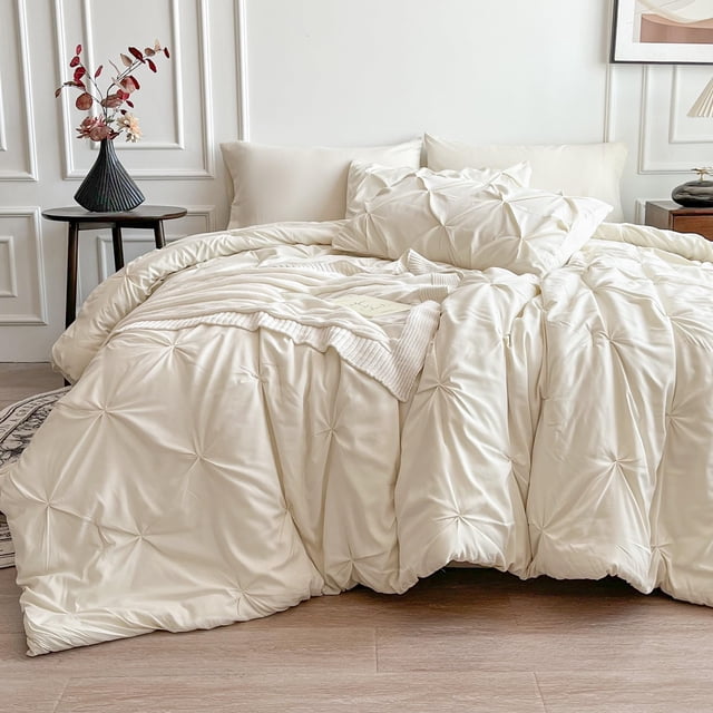 Juego de Ropa de Cama Maple & Stone Talla Full con Edredón 7 Piezas Crema