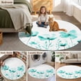 thumbnail image 5 of Round Rugs 3.3Ft, Teal Spring Floral Round Area Rug Washable Indoor Throw Carpet, Watercolor Botanical Summer Flower Soft Non Slip Circle Rug for Laundry Room Patio Home Decor Aesthetic, 5 of 8