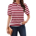 thumbnail image 5 of Tittly Womens T Shirts Soft Womens Tee Shirts Casual Short Sleeve Tops for Women Tops For Women Trendy Short Sleeve Vacation Outfits Blouses Casual Summer Collared Shirts Red, 5 of 7