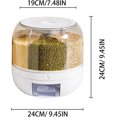 thumbnail image 2 of 13lbs Food Dispenser and Grain Storage Container, 360°Rotating Grain Dispenser with 6 Grids, Cereal Dispenser Countertop with Sealed lid for Store Rice Red Beans Yellow Beans Cereal (White), 2 of 8