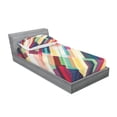 thumbnail image 3 of Ambesonne Abstract Fitted Sheet & Pillow Sham Set, Geometric Color Lines, Queen, Multicolor, 3 of 3