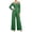Green, variant on MexChoioe Womens Off Shoulder Jumpsuits Long Sleeve Contrast Trim Wide Leg Pocket Casual Vacation Rompers