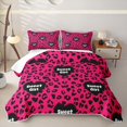 thumbnail image 2 of Erosebridal Hot Pink Leopard Heart Twin Quilt Set,Sweet Girl Loves Pattern Twin Coverlet Set,2 Pieces, 2 of 7