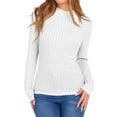 thumbnail image 2 of LHVUOA Women's Mock Turtleneck Long Sleeve Shirts Fall Ribbed Tops Fleece Basic Layering Soft Thermal Undershirts Tee, 2 of 5