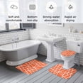 thumbnail image 6 of Modern Themed Bathroom Rugs Set Irregular Orange Shapes White Lines Pattern Non Slip Absorbent Soft Bath Mats 3 Piece Set with Bathroom Rug, U-Shaped Floor Mat, Toilet Seat Cover Large Size, 6 of 9