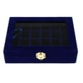 thumbnail image 1 of TISHITA Velvet Case Earring Necklace Organizer Display Jewelry Storage Box Deep Blue, 1 of 8
