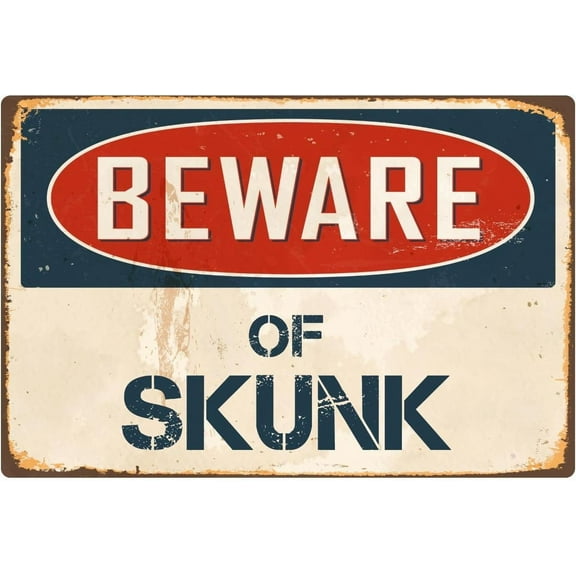 Beware Of Skunk 8” x 12” Vintage Aluminum Retro Metal Sign VS392