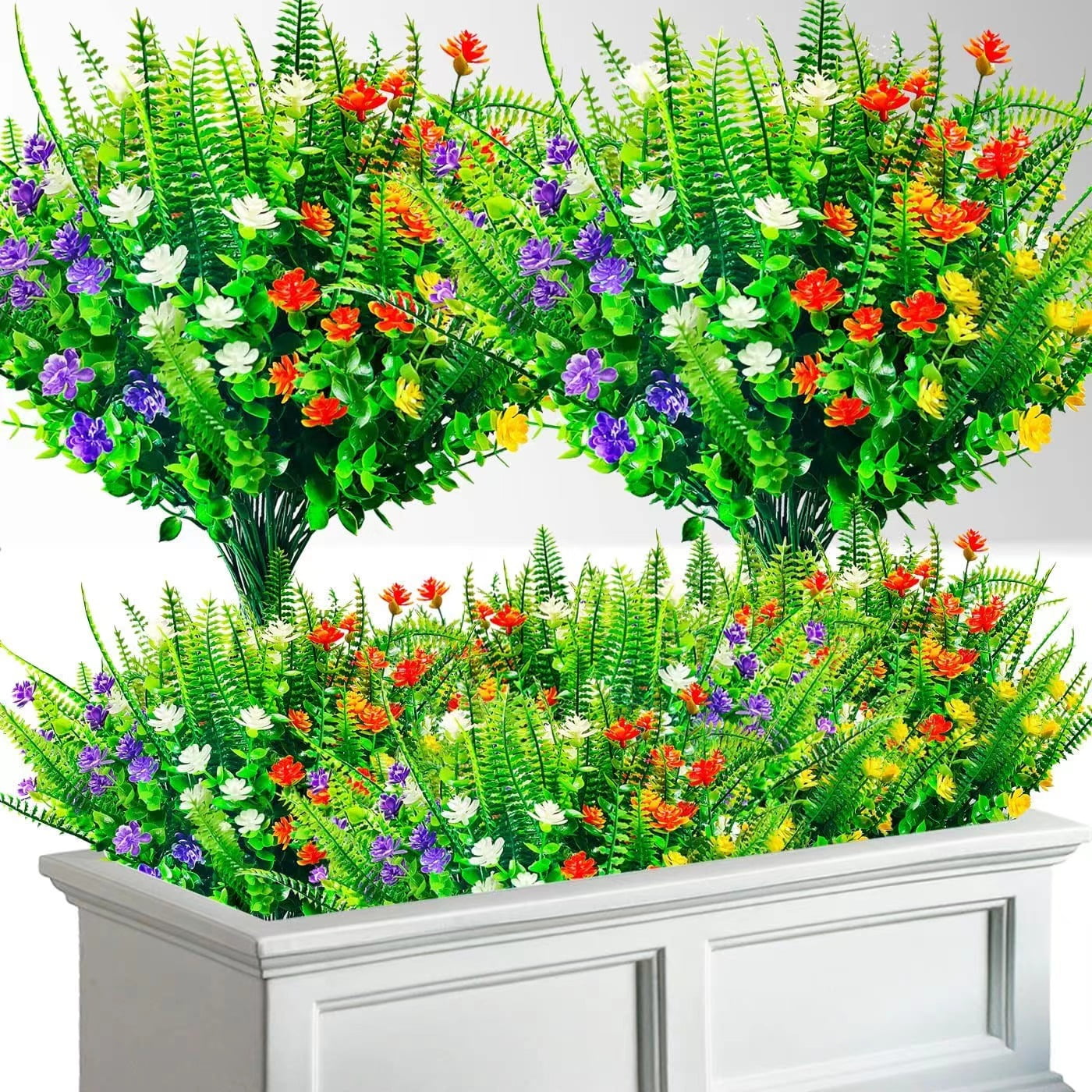 HESHENG Artificial Flowers for Outdoors, 8 Bundles Artificial Outdoor