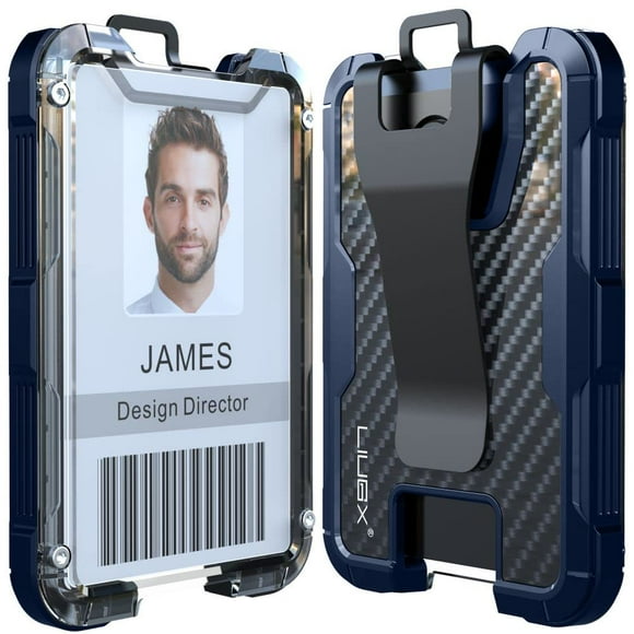 Porta Credencial LIUGX Funda para Tarjetas de Identificación en Fibra de Carbono Azul Oscuro