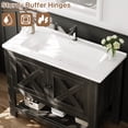 thumbnail image 6 of 4 EVER WINNER 36" Bathroom Vanity with Sink, Dark Oak Farmhouse Storage Cabinet with X-shaped Barn Door, Ceramic Sink Top, Open Shelf, Modern Vanity for Bathroom & Laundry Room, 6 of 8