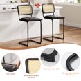 thumbnail image 4 of Wooden Dining Chairs, Counter Height Bar Stools Set of 2, Upholstered PU Leather Barstools with Rattan Back, 26 inch Stools Armless Bar Chairs for Kitchen Island, Black, Black Dining Chairs, 4 of 10