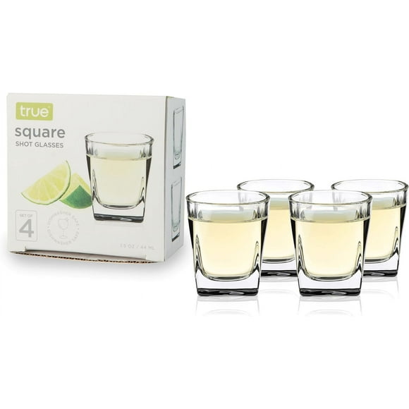 czcpp-Square Shot Glasses, Reusable Shot Glasses, Perfect for Whiskey, Vodka, and Tequila, Party Shot Cups, Set of 4, 1.5 oz.