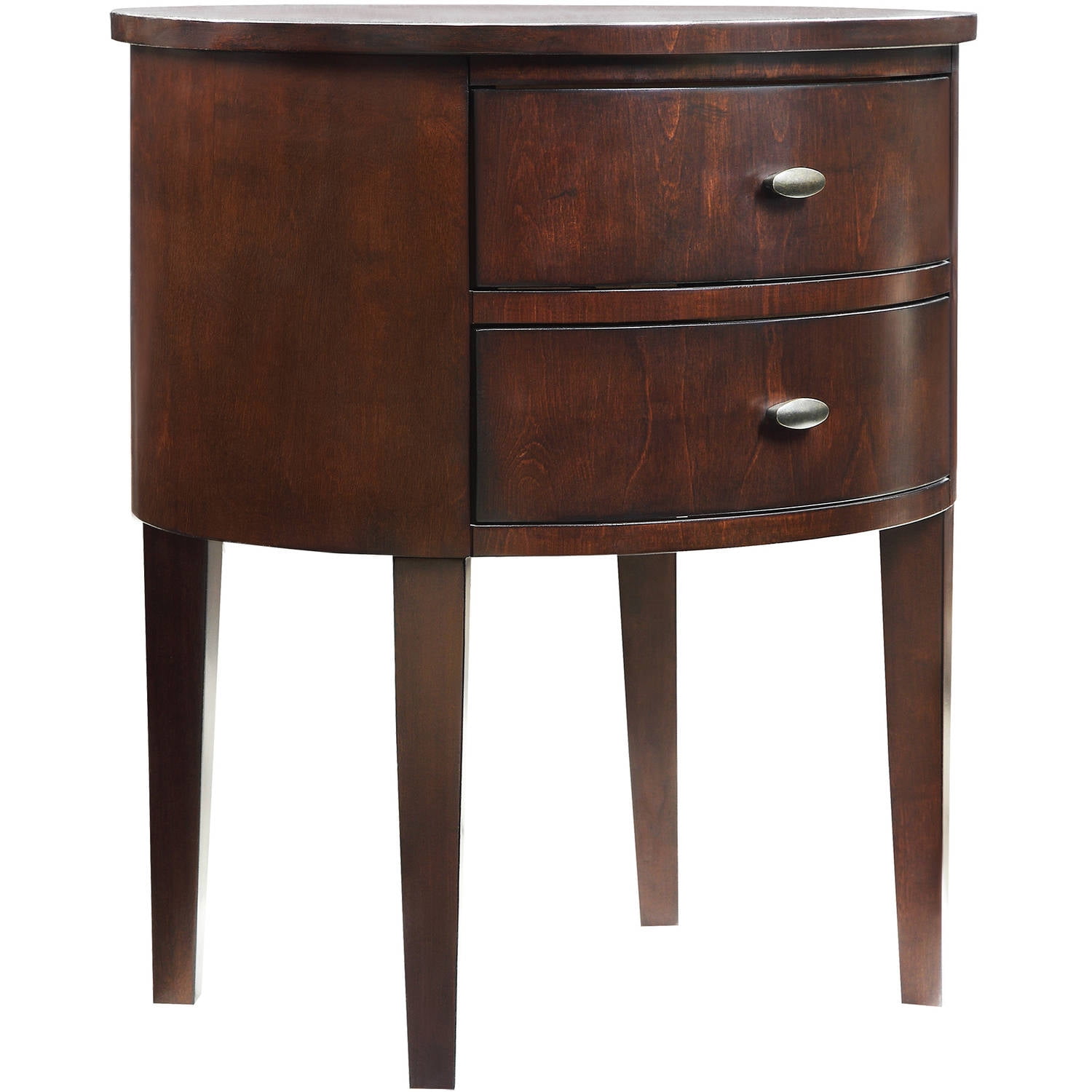Chelsea Lane Oval Wood Side Table with Two Drawers, Espresso
