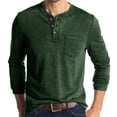 thumbnail image 1 of Pompotops Chemise à Manches Longues pour Hommes, Basique, Couleur Unie, Col Rond, en Solde, 1 of 3