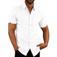 thumbnail image 7 of Men's Short Sleeve Shirt Casual Button Down Cotton Linen Loose Beach Wedding Shirt, 7 of 7