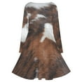thumbnail image 5 of Cow Hide Brown & White Long Sleeve Dresses For Women Vintage Elegant Party Dress Oversized V-neck Dress S-8XL, 5 of 7