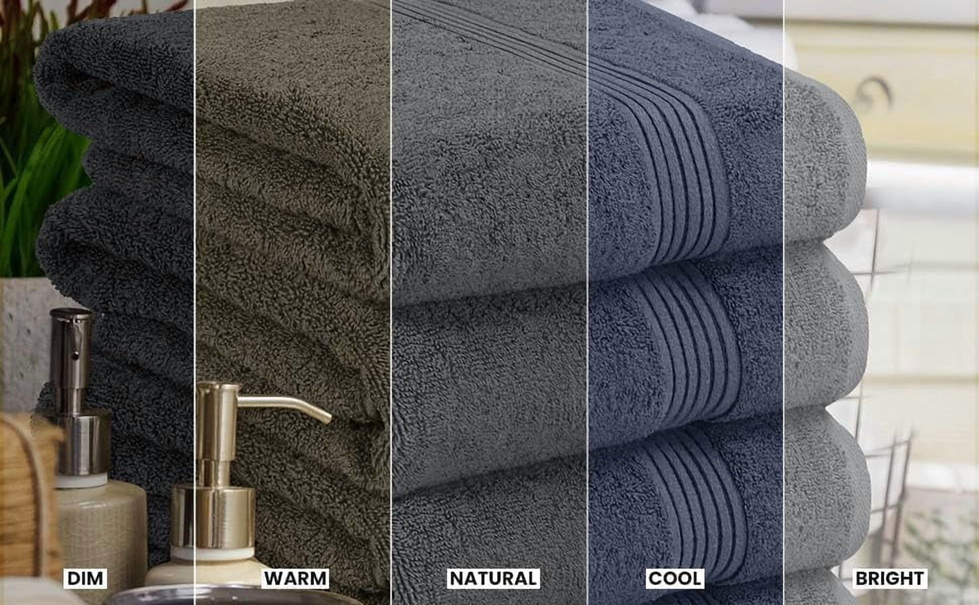 4 Pack Bath Towels Set, 27 by 54 Inches, 100% Ring Spun Cotton, Quick Dry, Highly Absorbent, Soft Feel Towels, Perfect for Daily Use, Grey