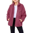 thumbnail image 2 of Toddler Jacket Fall Boys Girls High Collar Full Zip Fuzzy Outwear With Pockets Kids Coat & Outerwear Red 8 Years-10 Years, 2 of 6